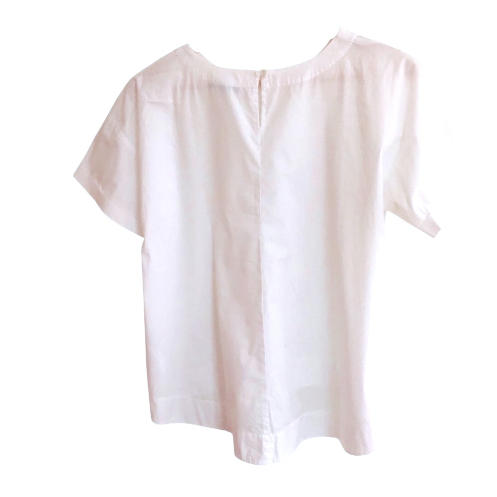 Eileen Fisher blouse organic cotton round neck shirt sleeve rounded hem - Picture 5 of 10
